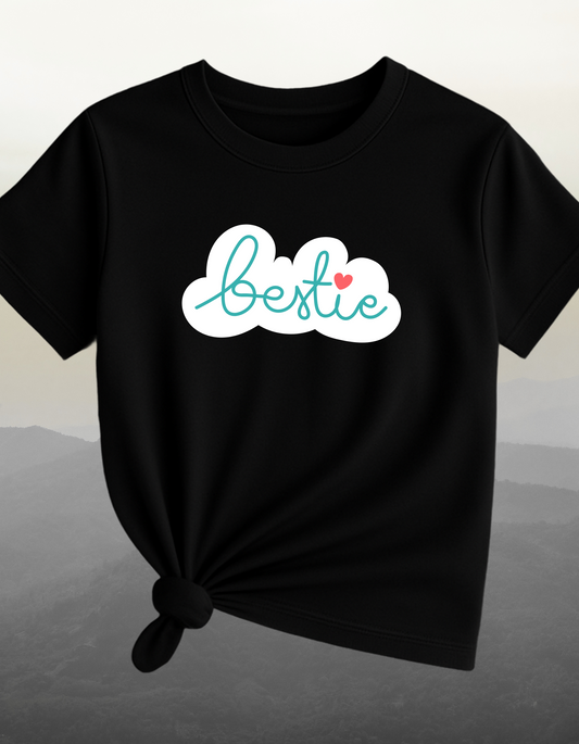 Bestie Heart Graphic Black & Blue T-Shirt – Gift for Best Friend