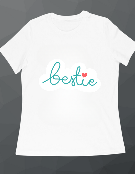 Bestie Heart Graphic White T-Shirt – Gift for Best Friend