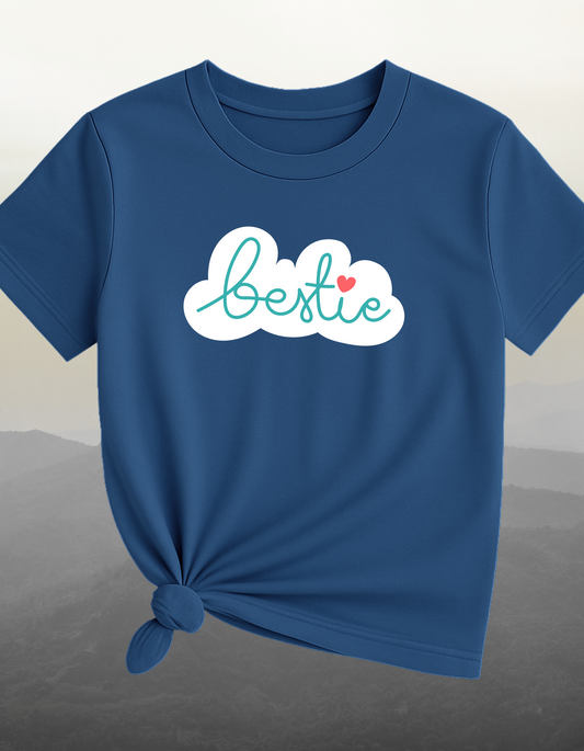 Bestie Heart Graphic Black & Blue T-Shirt – Gift for Best Friend