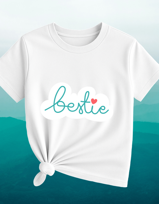 Bestie Heart Graphic White T-Shirt – Gift for Best Friend